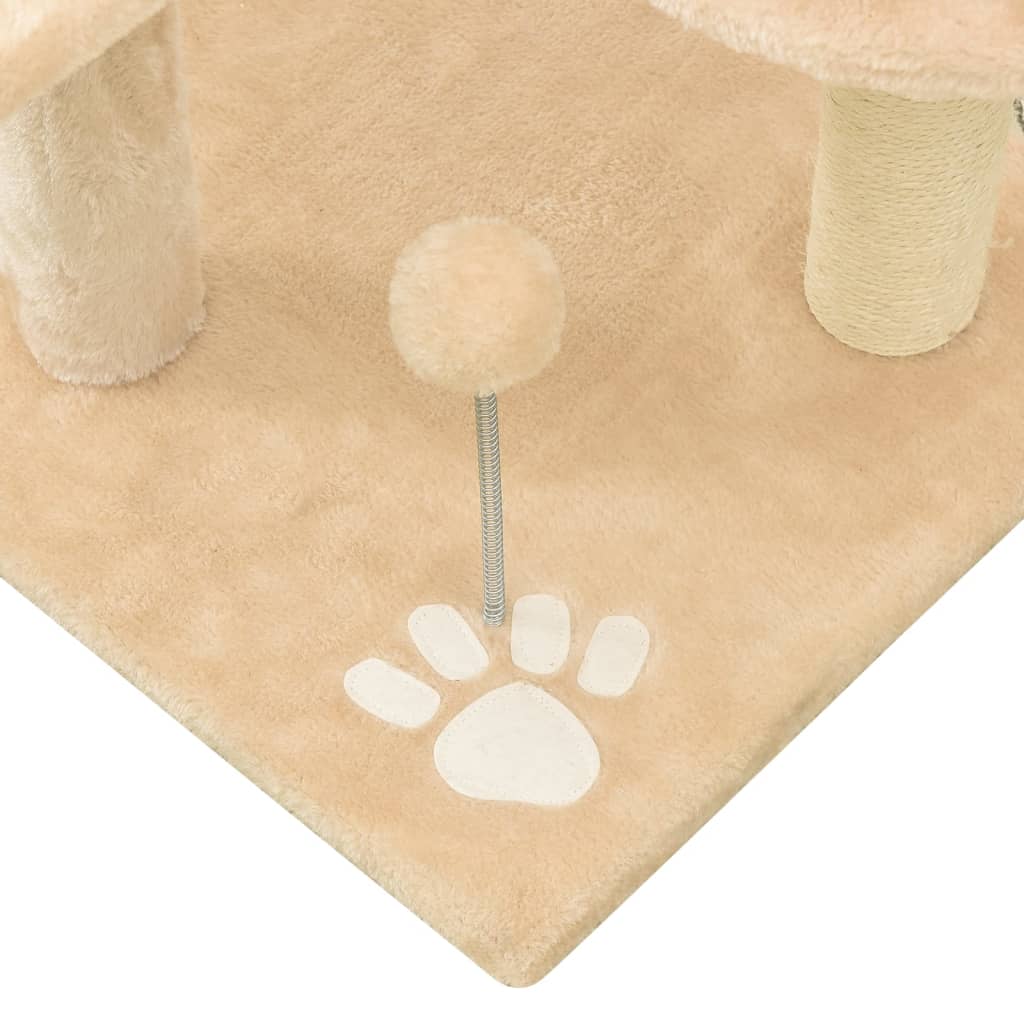 Albero per Gatti con Pali Tiragraffi in Sisal Beige 120 cm