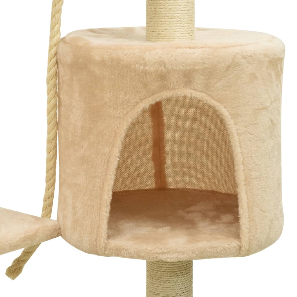 Albero per Gatti con Pali Tiragraffi in Sisal Beige 120 cm