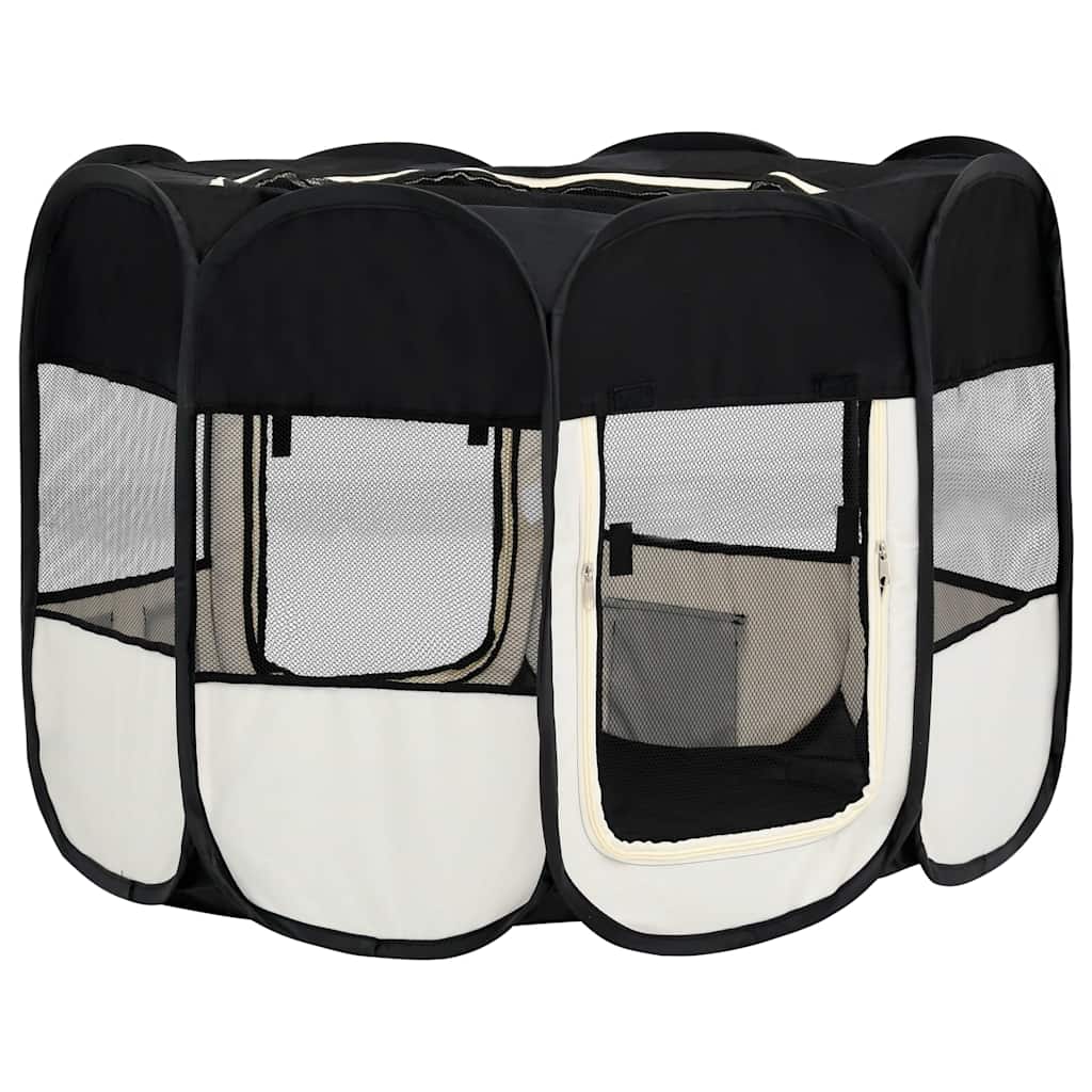 Box per Cani Pieghevole con Borsa Trasporto Nero 90x90x58 cm