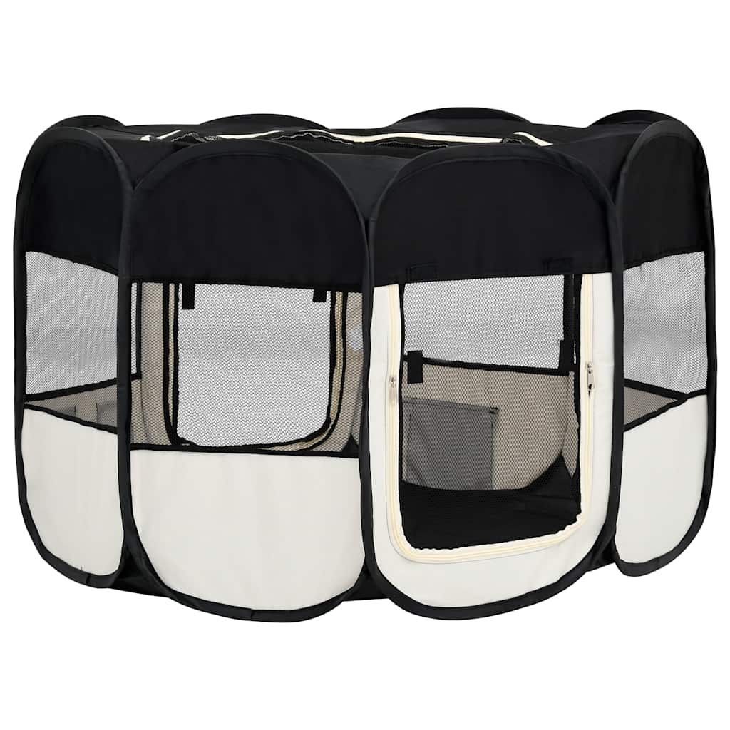 Box per Cani Pieghevole con Borsa Trasporto Nero 125x125x61 cm
