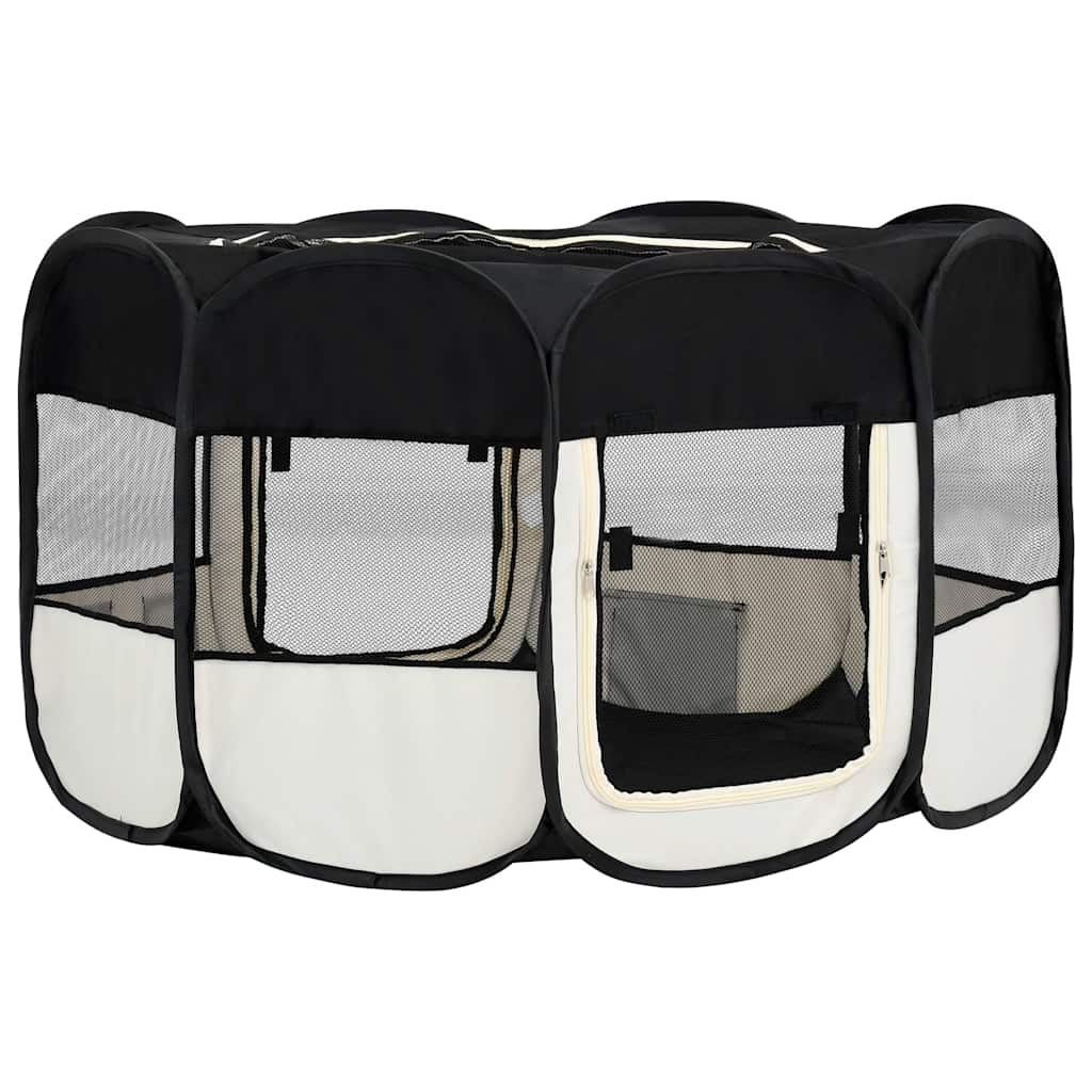 Box per Cani Pieghevole con Borsa Trasporto Nero 145x145x61 cm