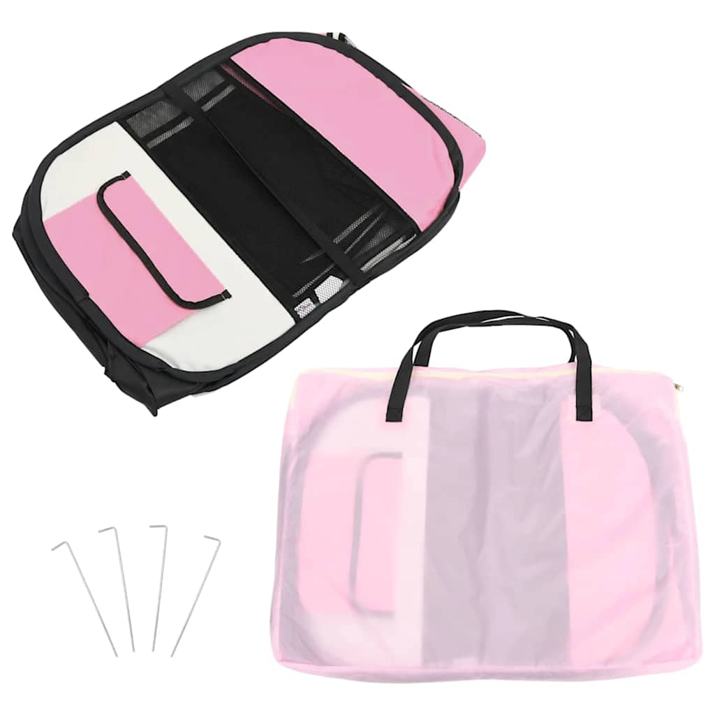 Box per Cani Pieghevole con Borsa Trasporto Rosa 90x90x58 cm
