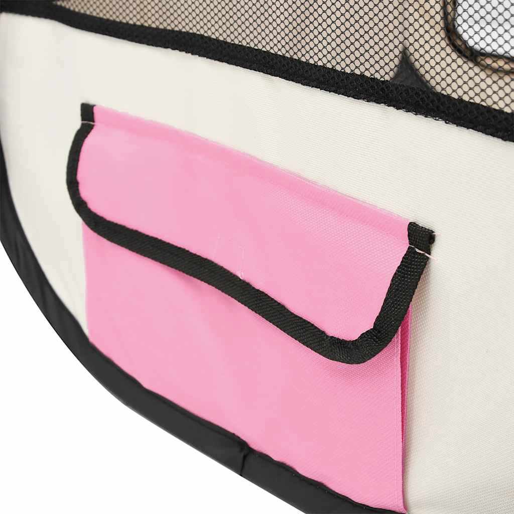 Box per Cani Pieghevole con Borsa Trasporto Rosa 110x110x58 cm