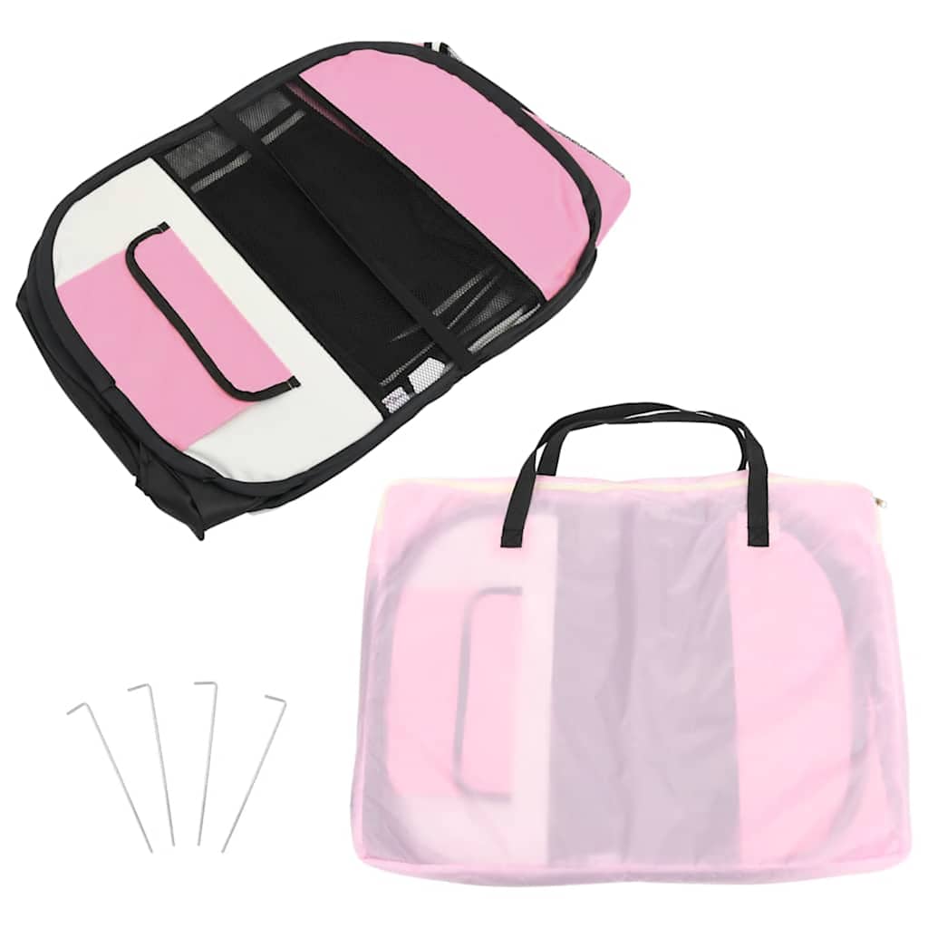 Box per Cani Pieghevole con Borsa Trasporto Rosa 110x110x58 cm