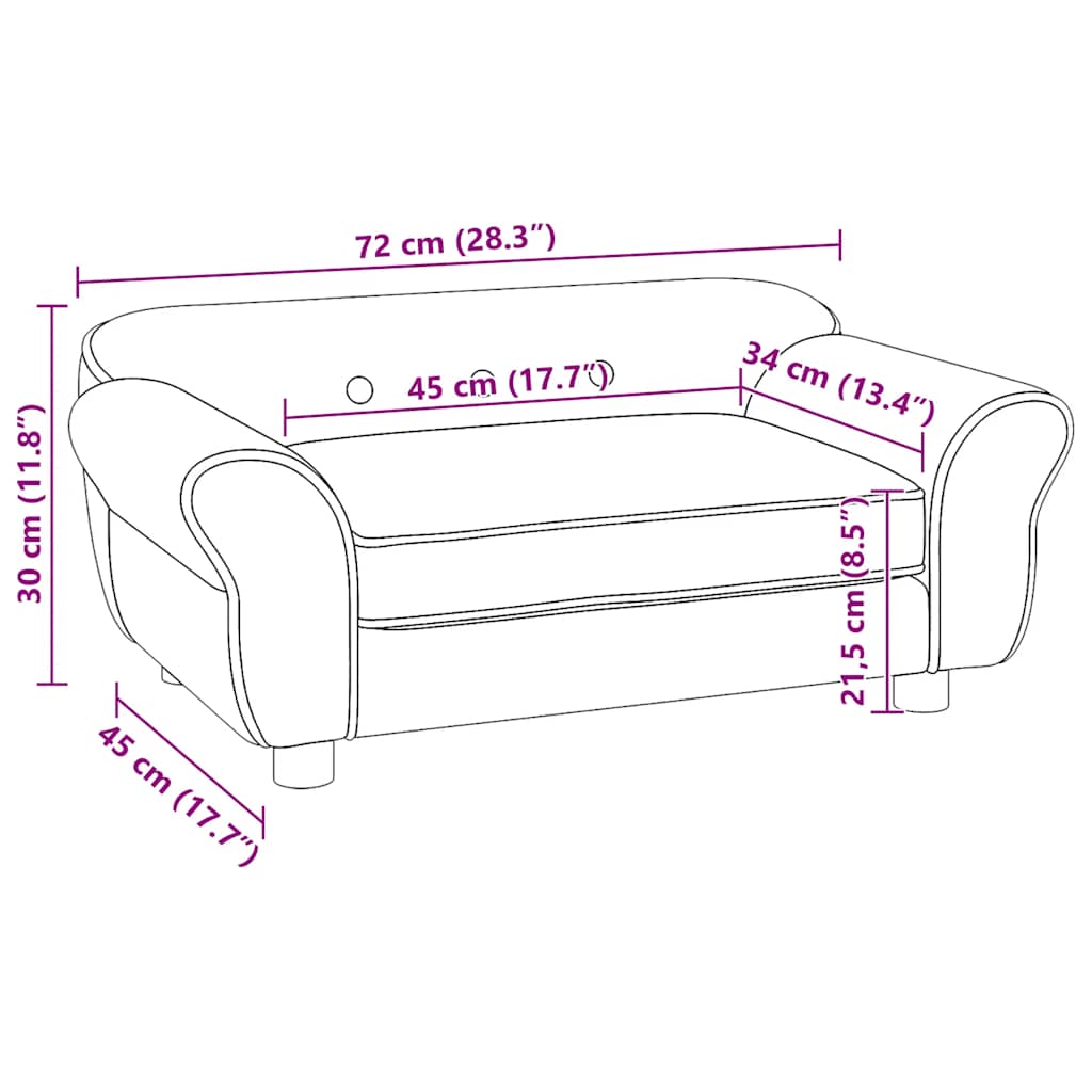 Divano per Cani Borgogna 72x45x30 cm in Peluche