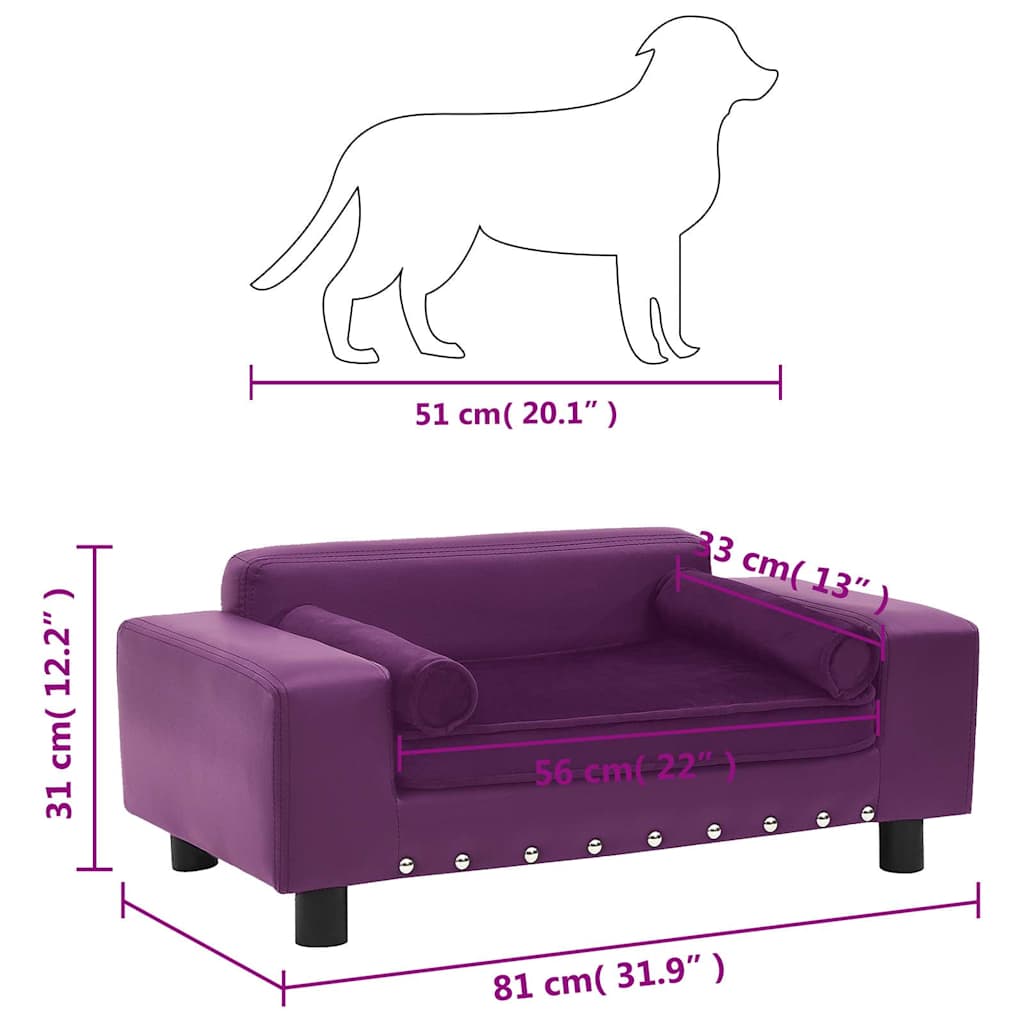Divano per Cani Borgogna 81x43x31 cm in Peluche e Similpelle