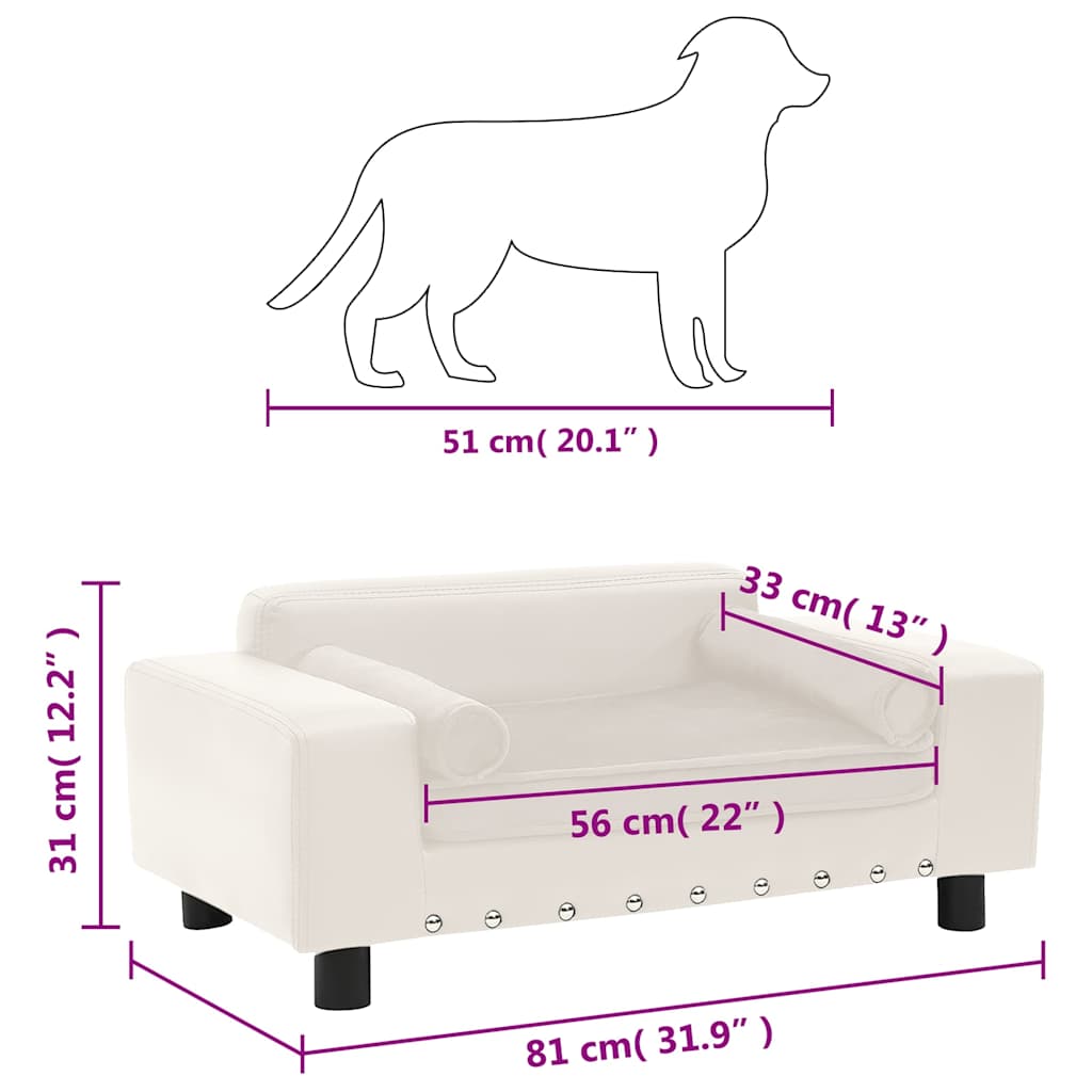 Divano per Cani Crema 81x43x31 cm in Peluche e Similpelle