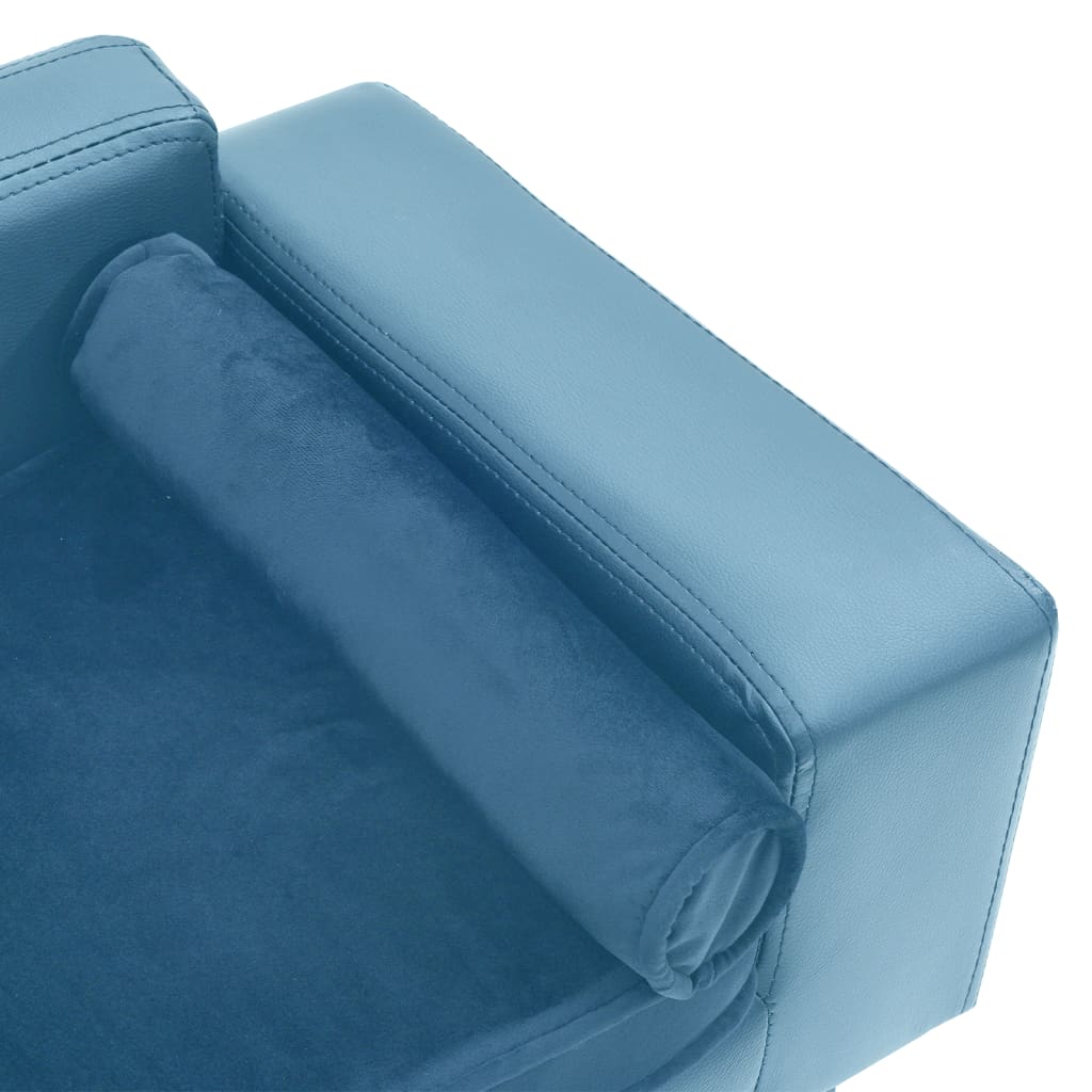 Divano per Cani Blu 81x43x31 cm in Peluche e Similpelle