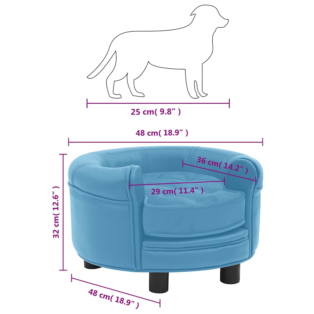 Divano per Cani Turchese 48x48x32 cm in Peluche e Similpelle