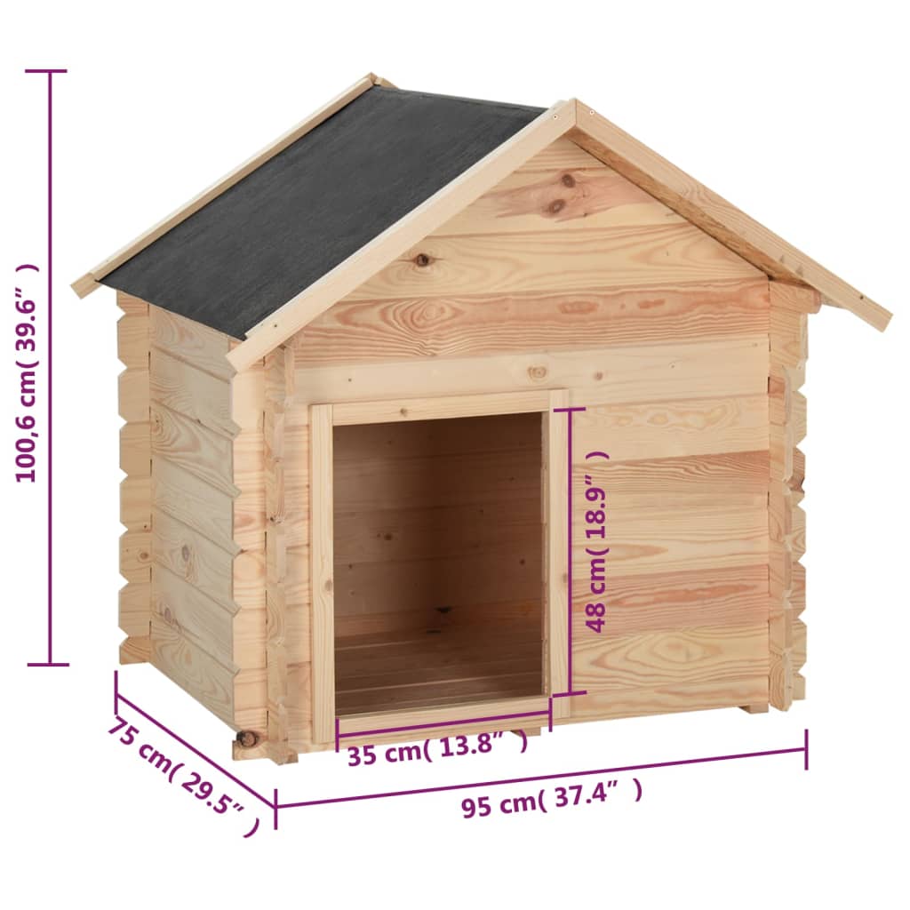 Cuccia per Cani 95x75x100,6 cm in Legno Massello di Pino 14 mm