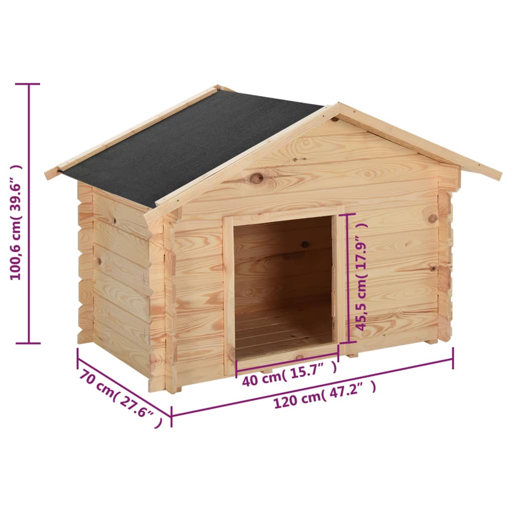 Cuccia per Cani 120x70x100,6 cm in Legno Massello di Pino 14 mm