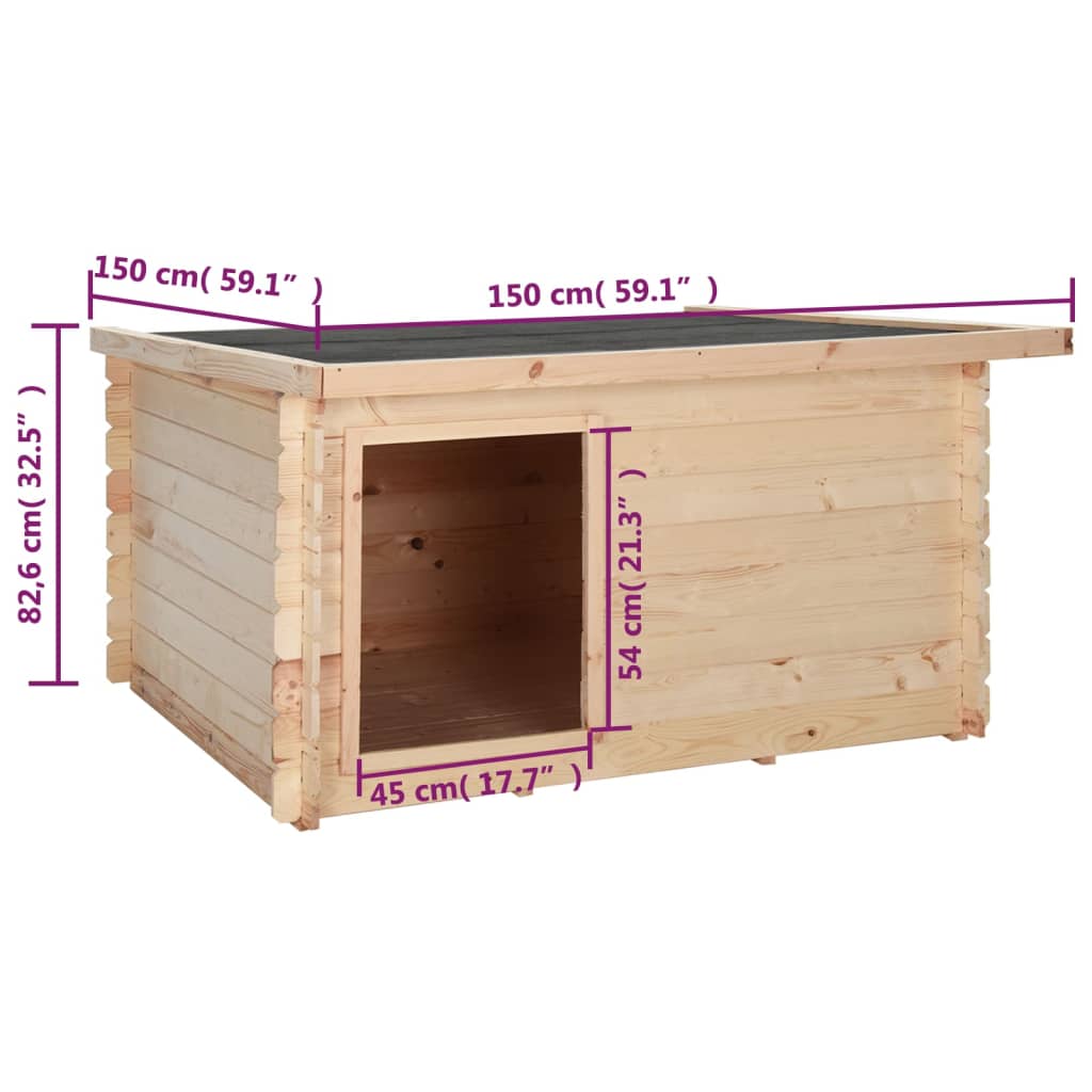 Cuccia per Cani 150x150x82,6 cm in Legno Massello di Pino 14 mm