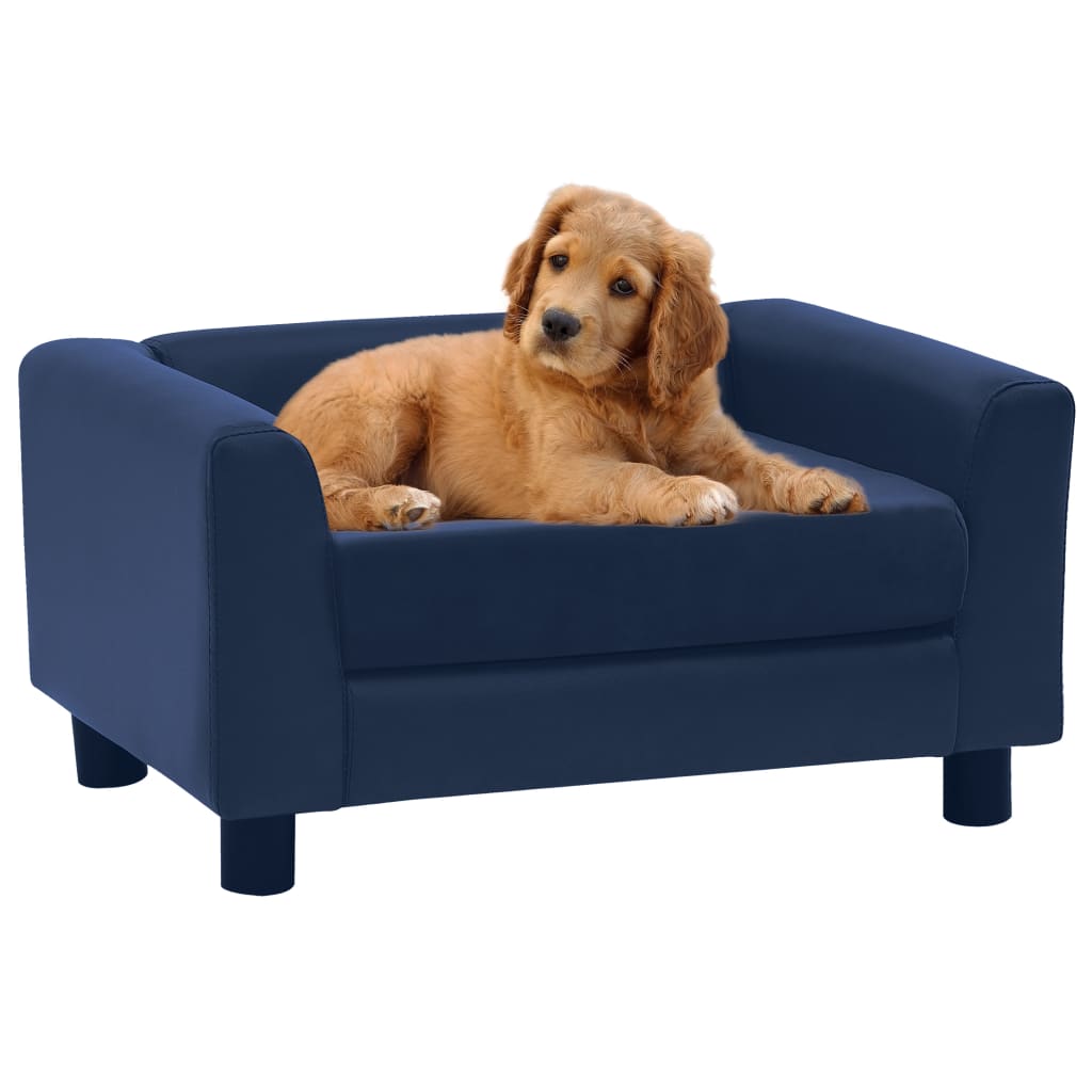 Divano per Cani Cuscino Blu 60x43x30cm Peluche Similpelle