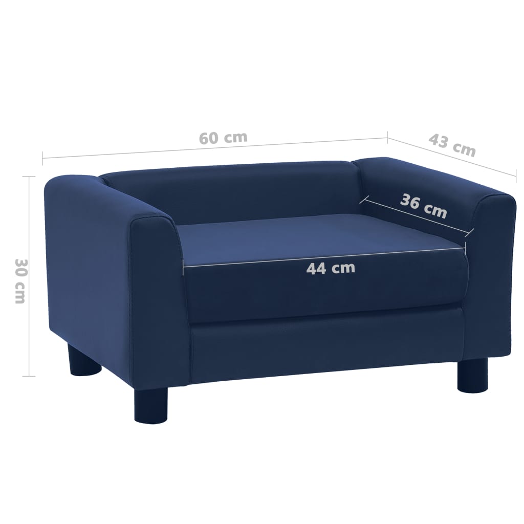 Divano per Cani Cuscino Blu 60x43x30cm Peluche Similpelle