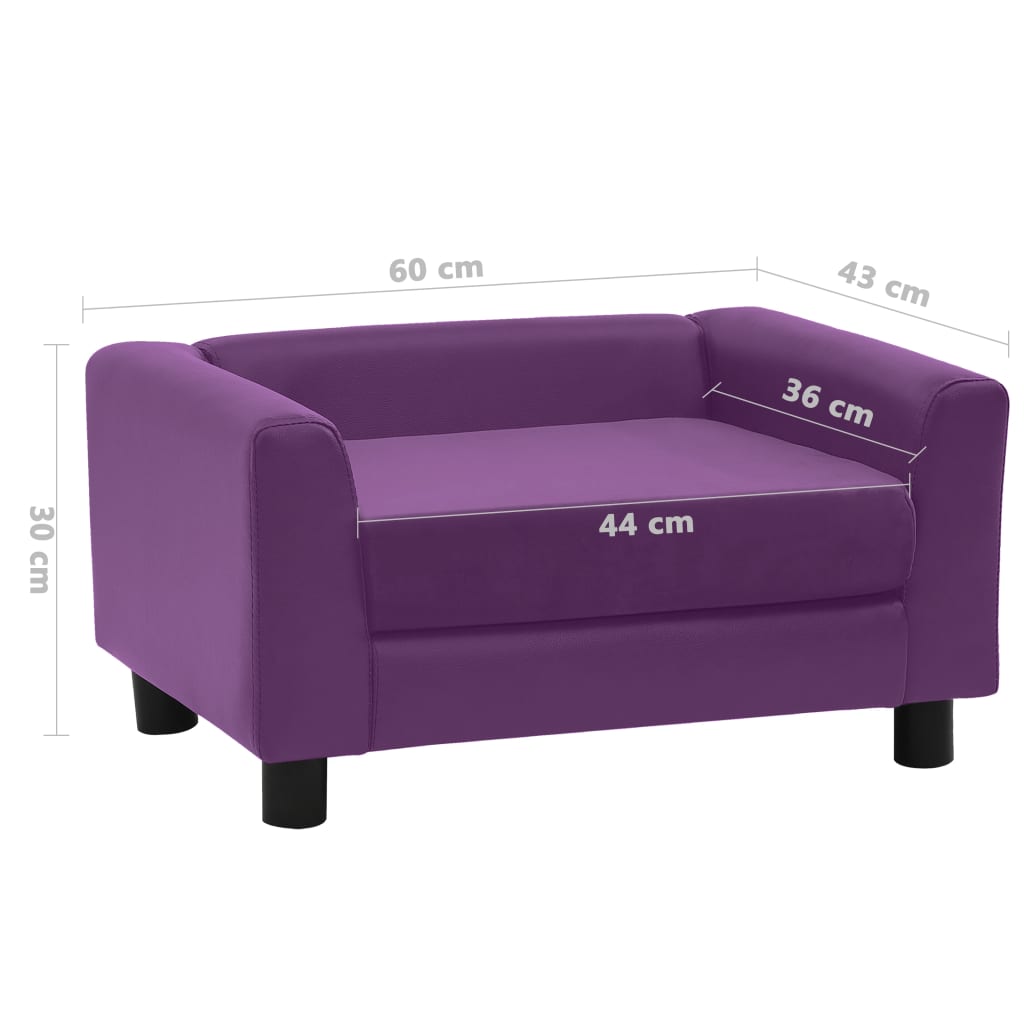 Divano per Cani Cuscino Borgogna 60x43x30cm Peluche Similpelle