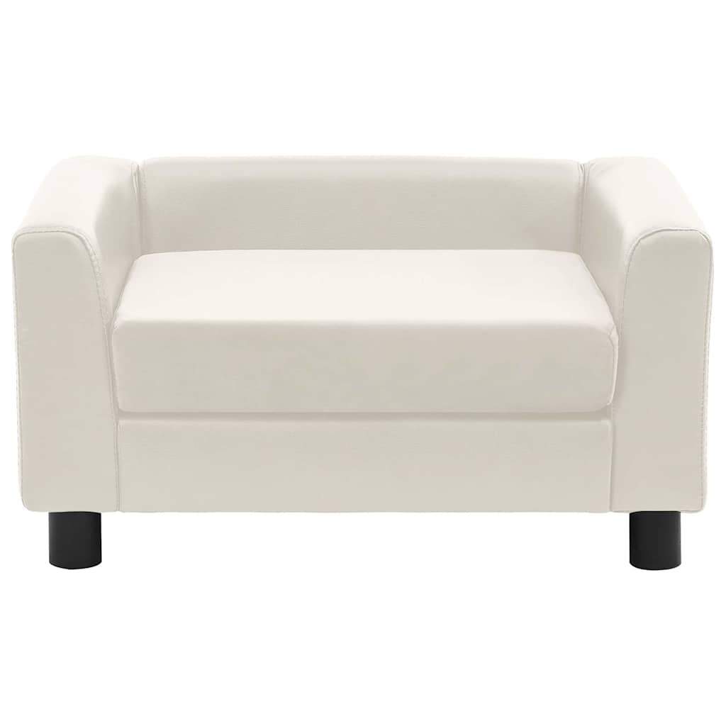 Divano per Cani Cuscino Crema 60x43x30cm Peluche Similpelle