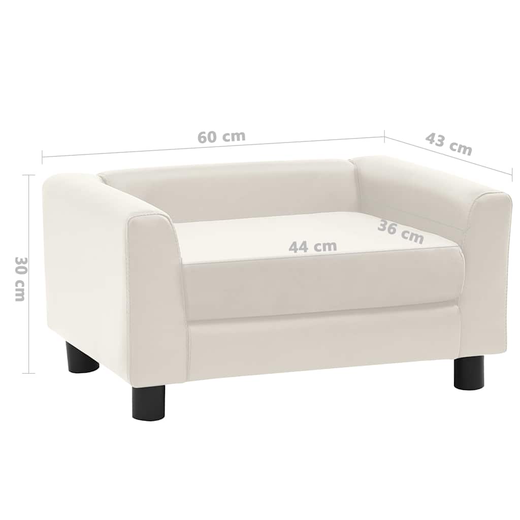 Divano per Cani Cuscino Crema 60x43x30cm Peluche Similpelle