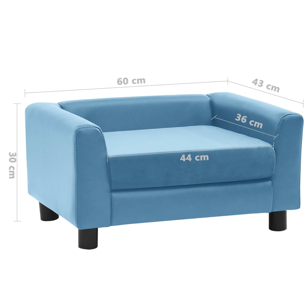 Divano per Cani Cuscino Turchese 60x43x30cm Peluche Similpelle