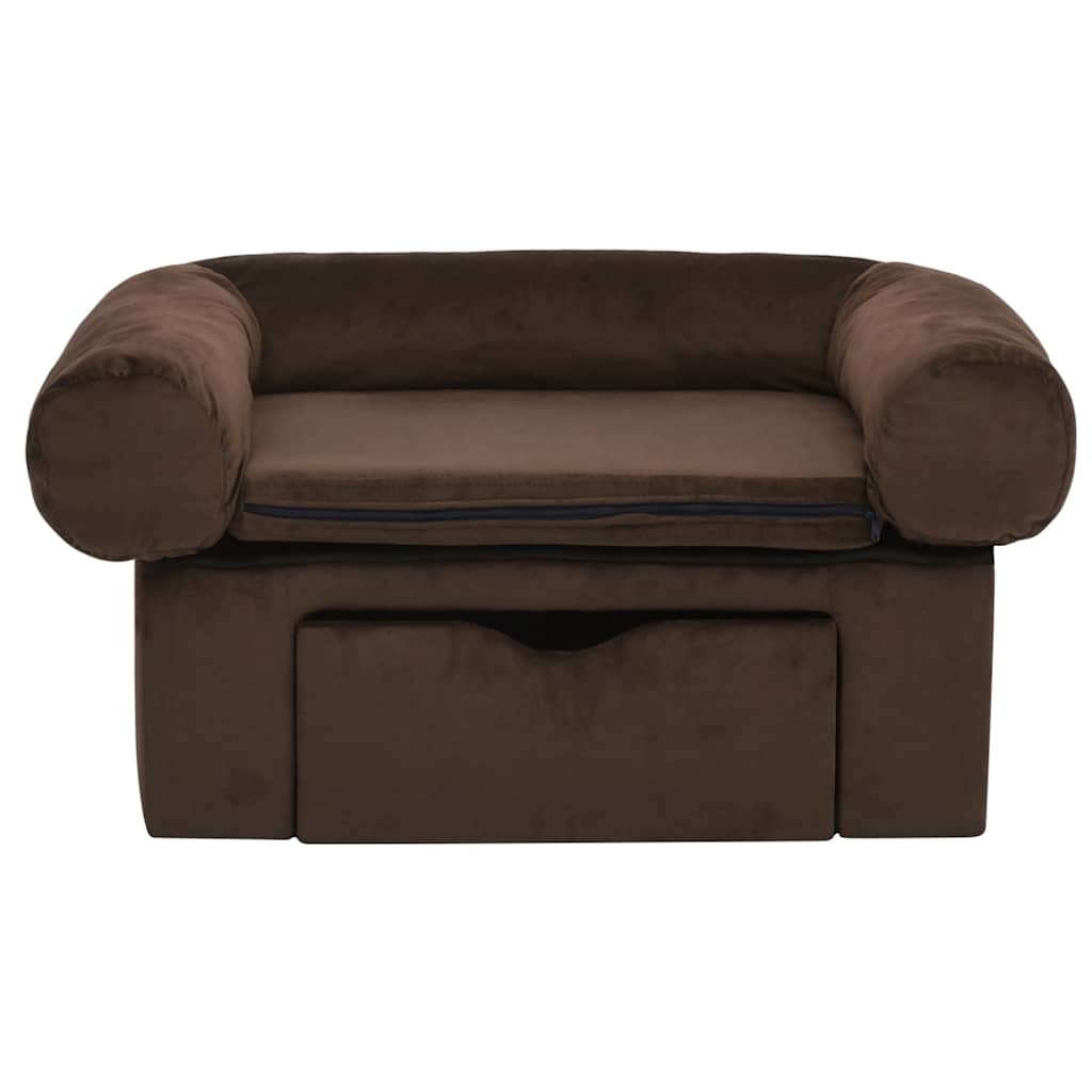 Divano per Cani con Cassetto Marrone 75x50x38 cm in Peluche