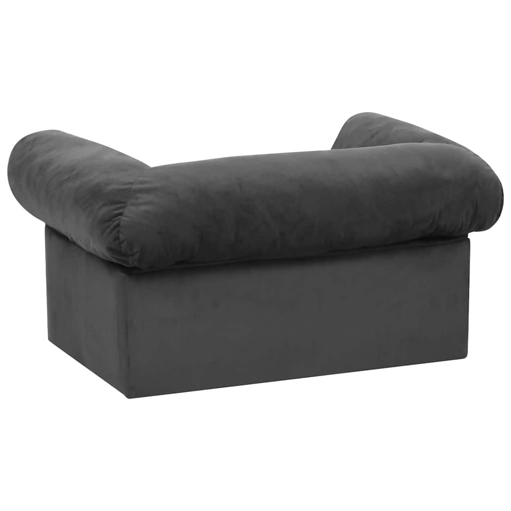 Divano per Cani con Cassetto Grigio Scuro 75x50x38cm in Peluche