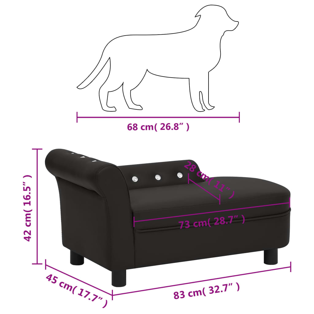 Divano per Cani Nero 83x45x42 cm in Similpelle