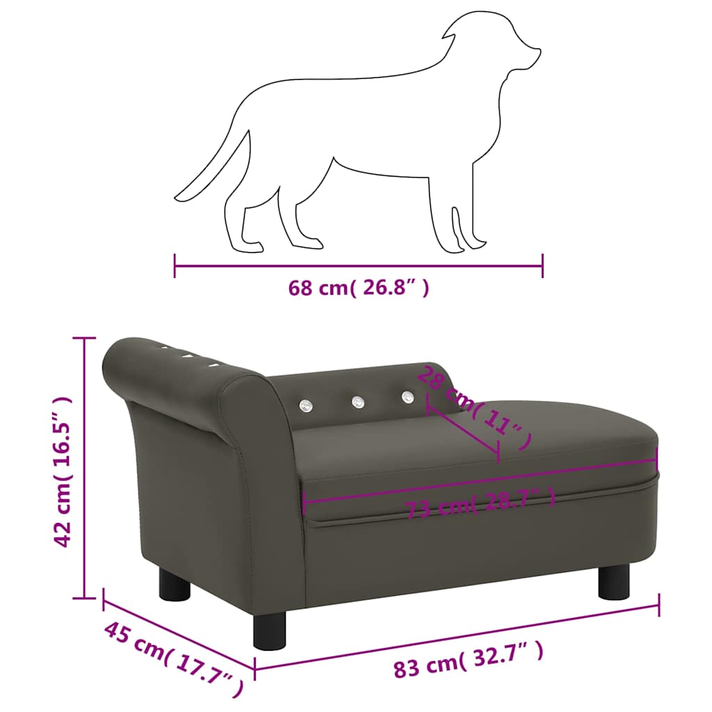 Divano per Cani Grigio Scuro 83x45x42 cm in Similpelle