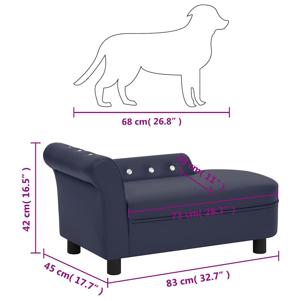 Divano per Cani Blu 83x45x42 cm in Similpelle