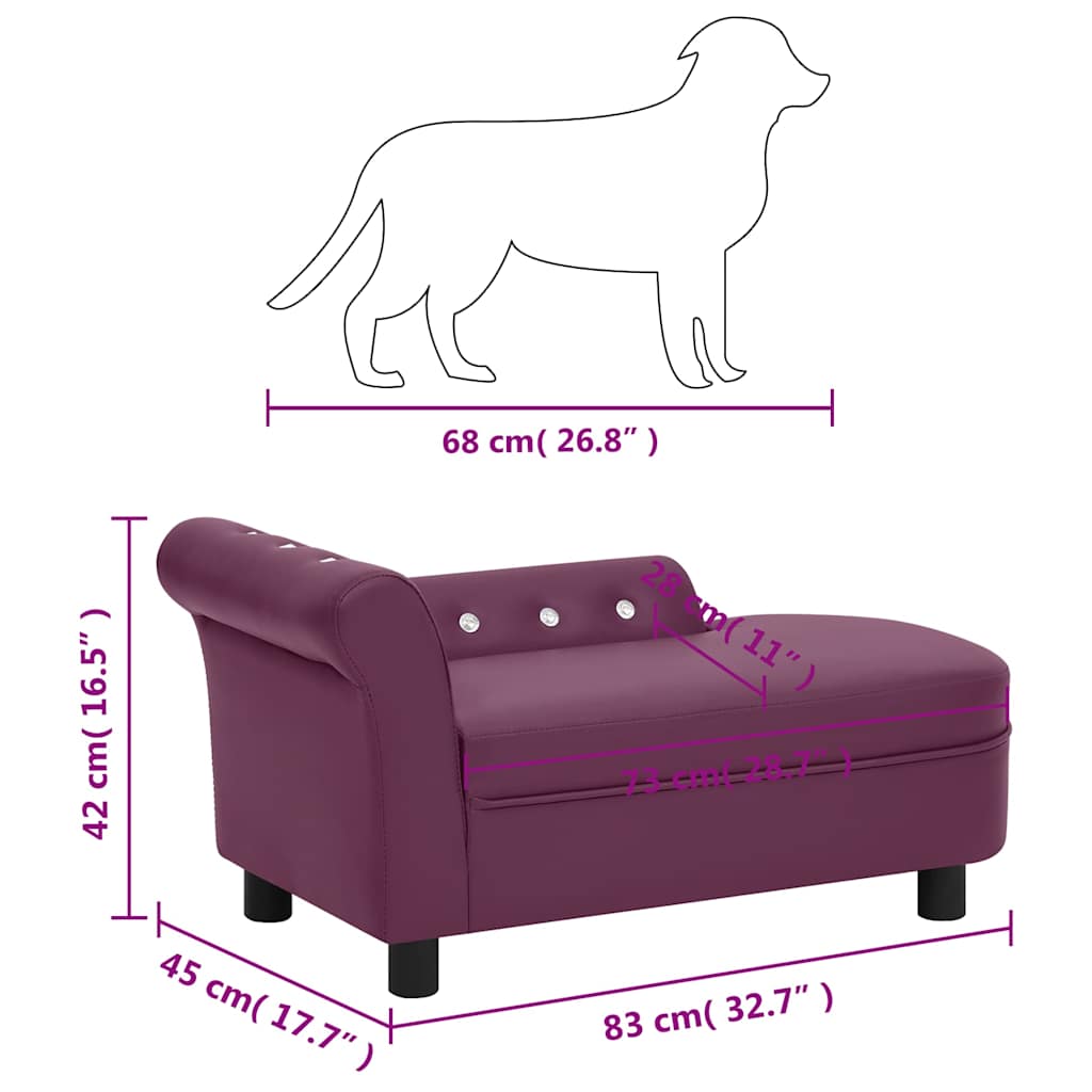 Divano per Cani Borgogna 83x45x42 cm in Similpelle
