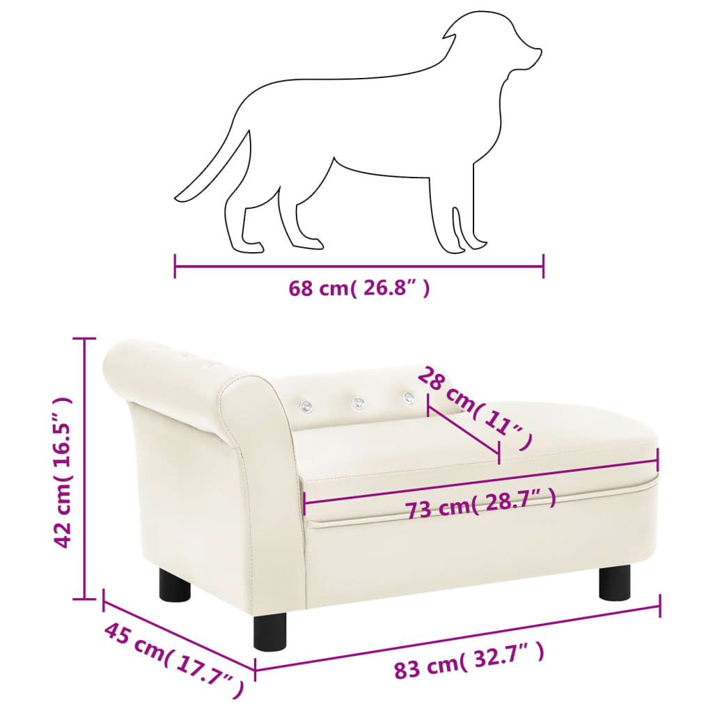 Divano per Cani Crema 83x45x42 cm in Similpelle
