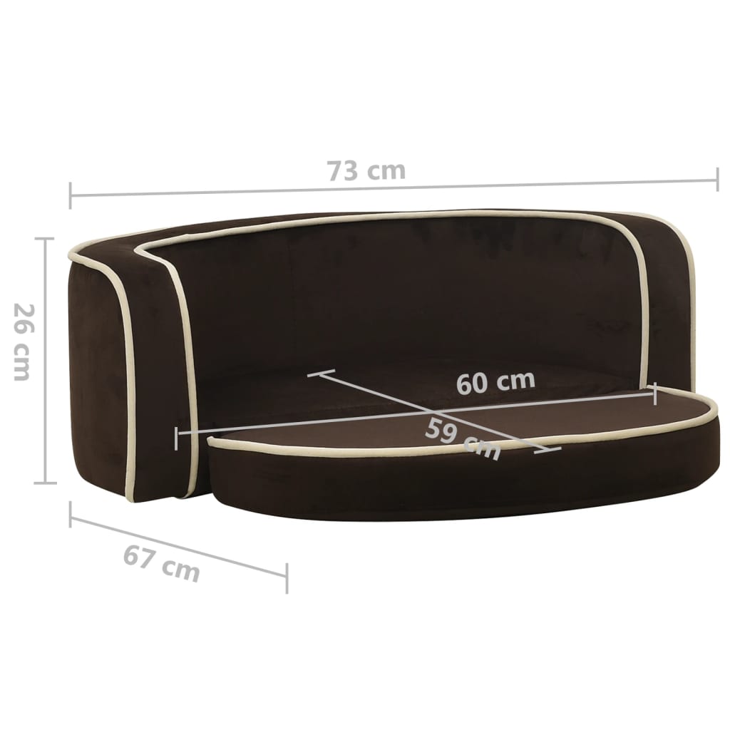 Divano Cani Pieghevole Marrone 73x67x26 cm in Peluche e Cuscino