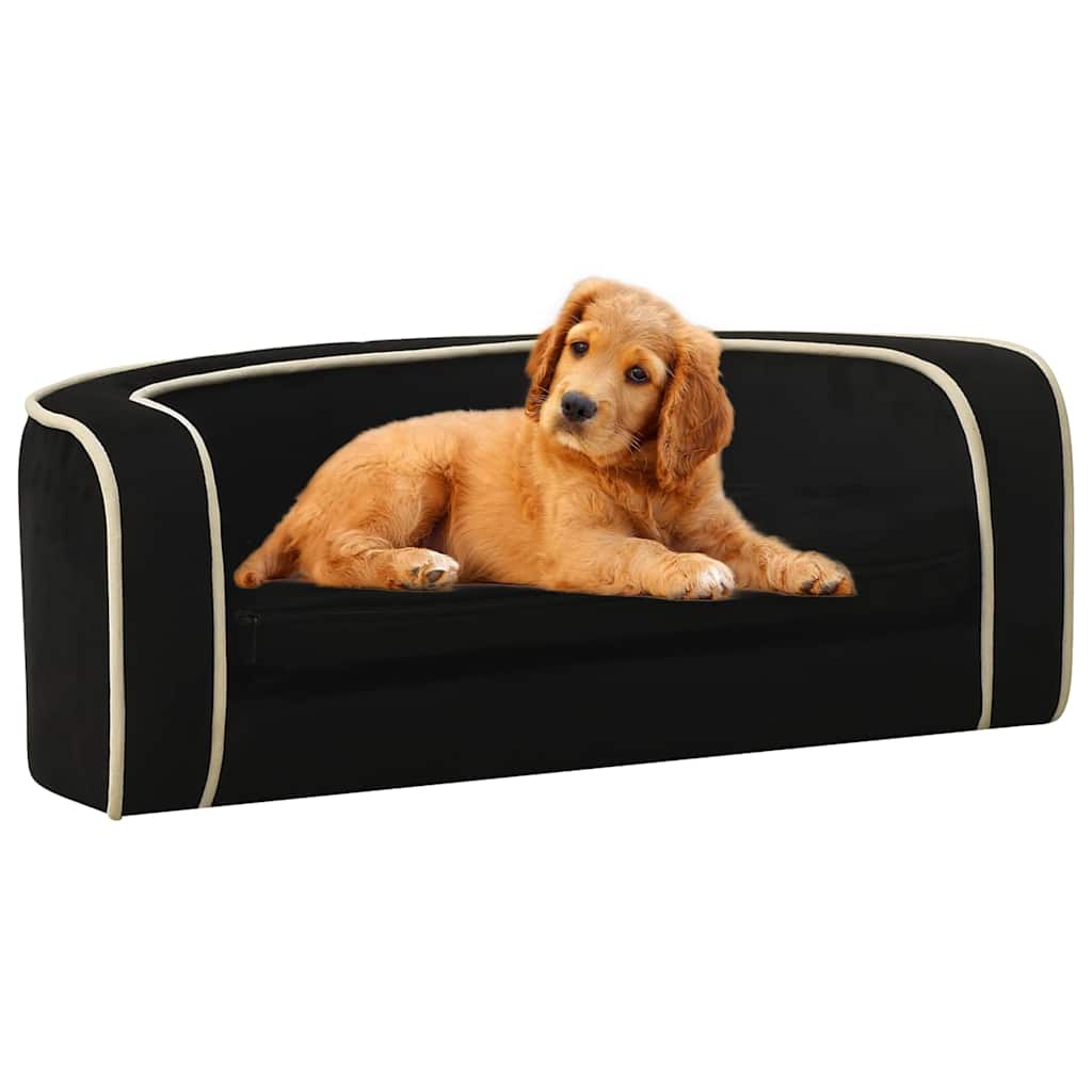 Divano Cani Pieghevole Nero 73x67x26 cm in Peluche e Cuscino