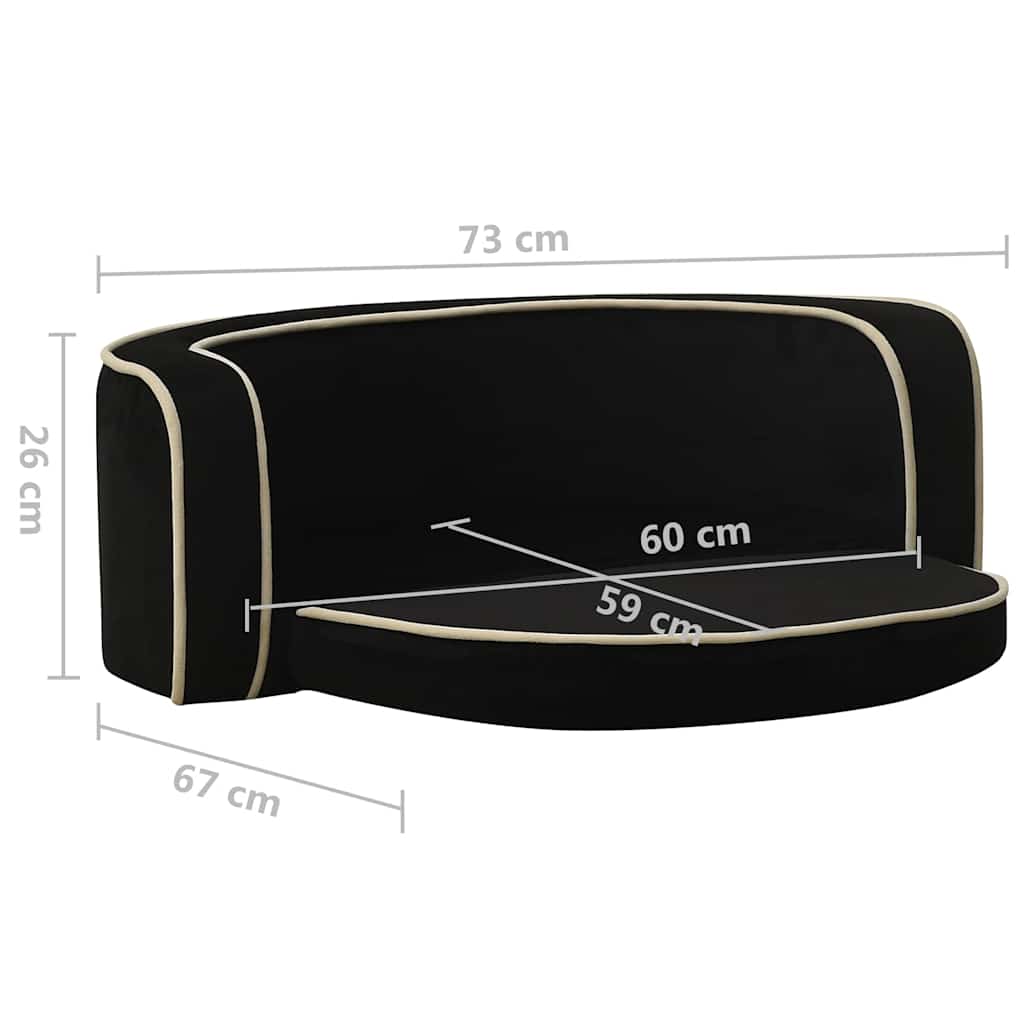 Divano Cani Pieghevole Nero 73x67x26 cm in Peluche e Cuscino