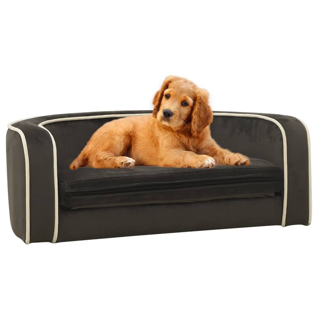 Divano Cani Pieghevole Grigio Scuro 73x67x26cm Peluche Cuscino