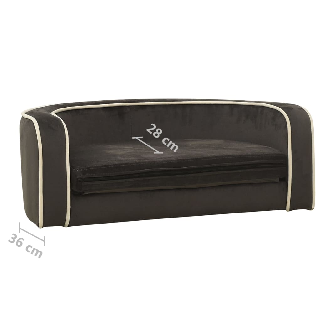Divano Cani Pieghevole Grigio Scuro 73x67x26cm Peluche Cuscino