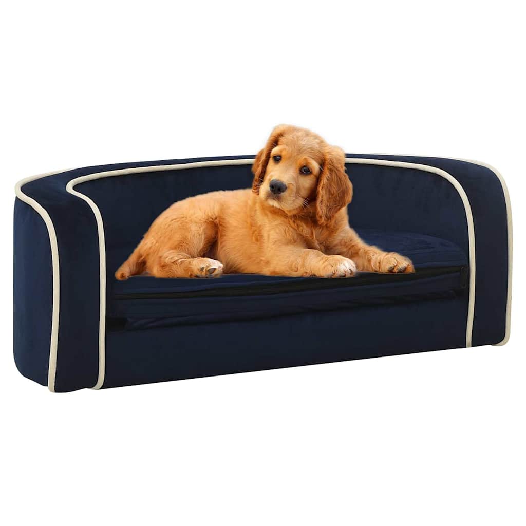 Divano Cani Pieghevole Blu 73x67x26 cm in Peluche e Cuscino