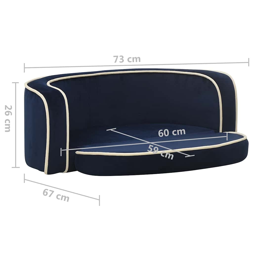 Divano Cani Pieghevole Blu 73x67x26 cm in Peluche e Cuscino