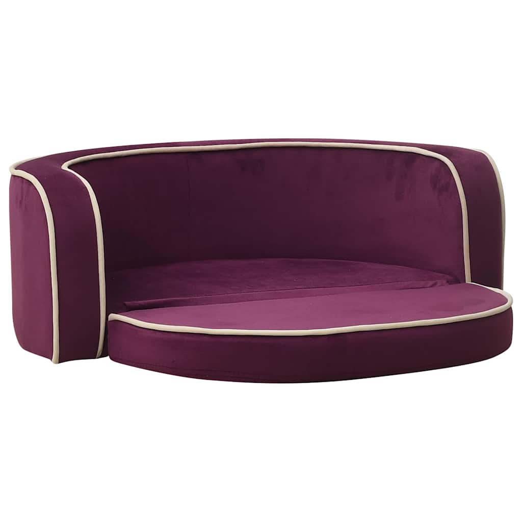 Divano Cani Pieghevole Bordeaux 73x67x26cm in Peluche e Cuscino