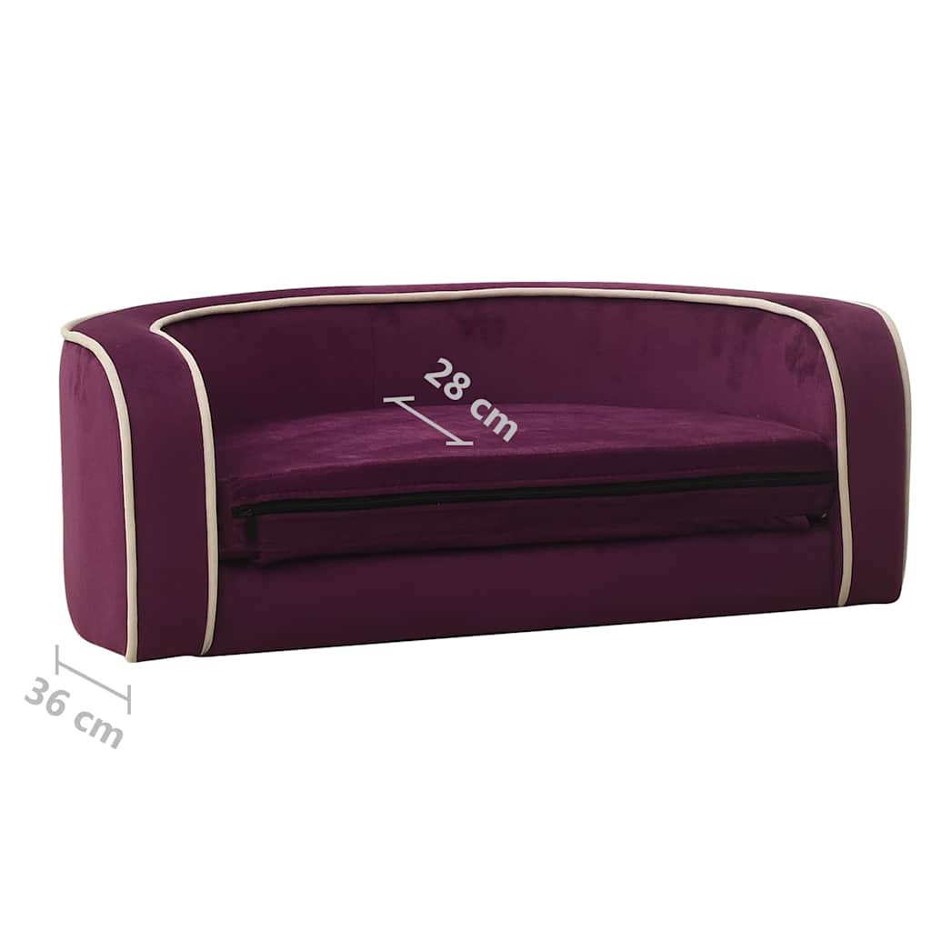 Divano Cani Pieghevole Bordeaux 73x67x26cm in Peluche e Cuscino