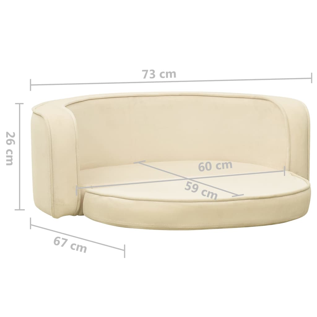 Divano Cani Pieghevole Crema 73x67x26cm in Peluche e Cuscino