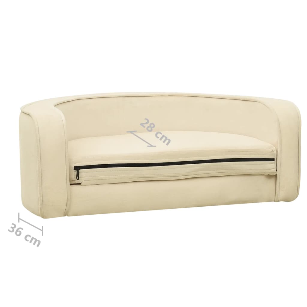 Divano Cani Pieghevole Crema 73x67x26cm in Peluche e Cuscino
