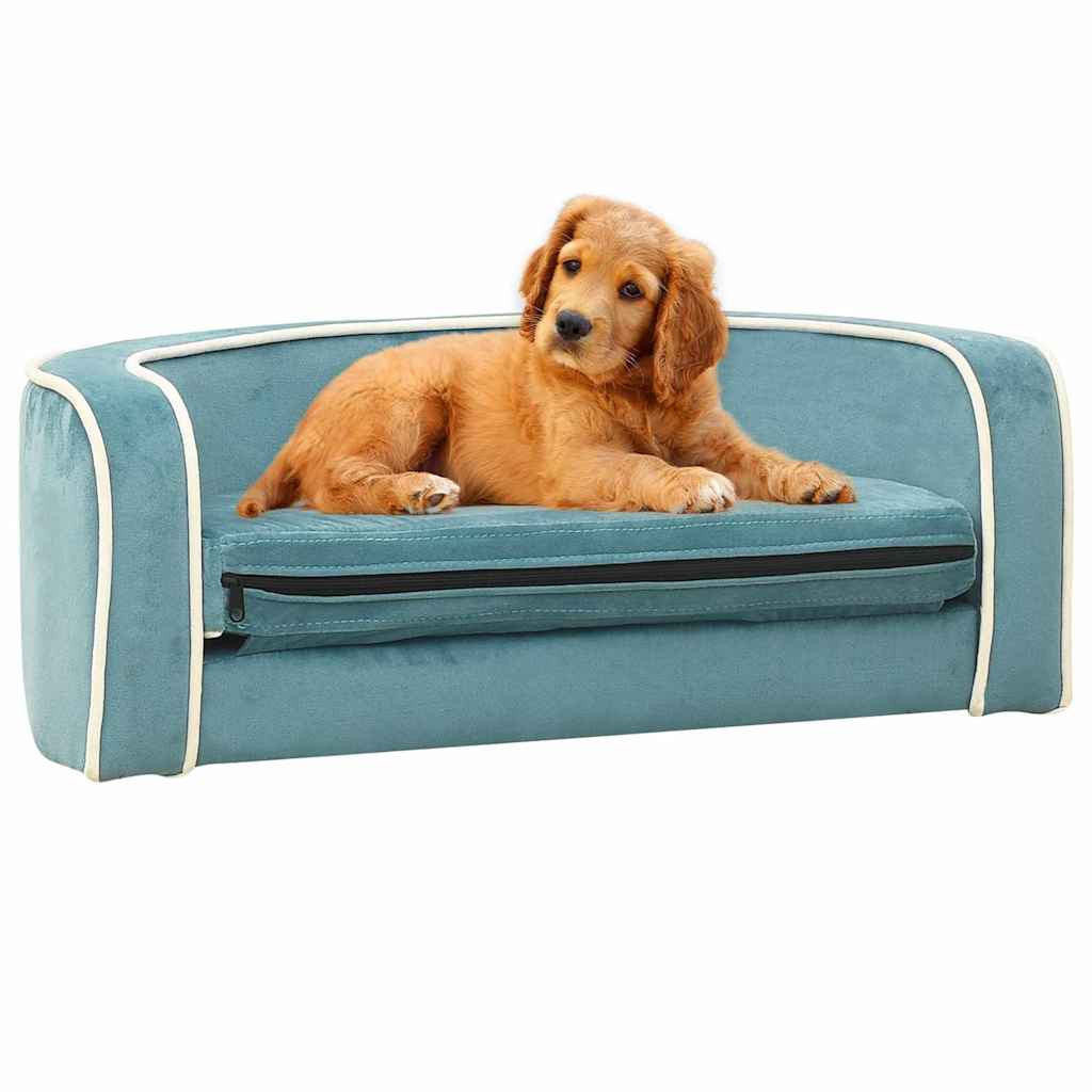 Divano Cani Pieghevole Turchese 73x67x26cm in Peluche e Cuscino