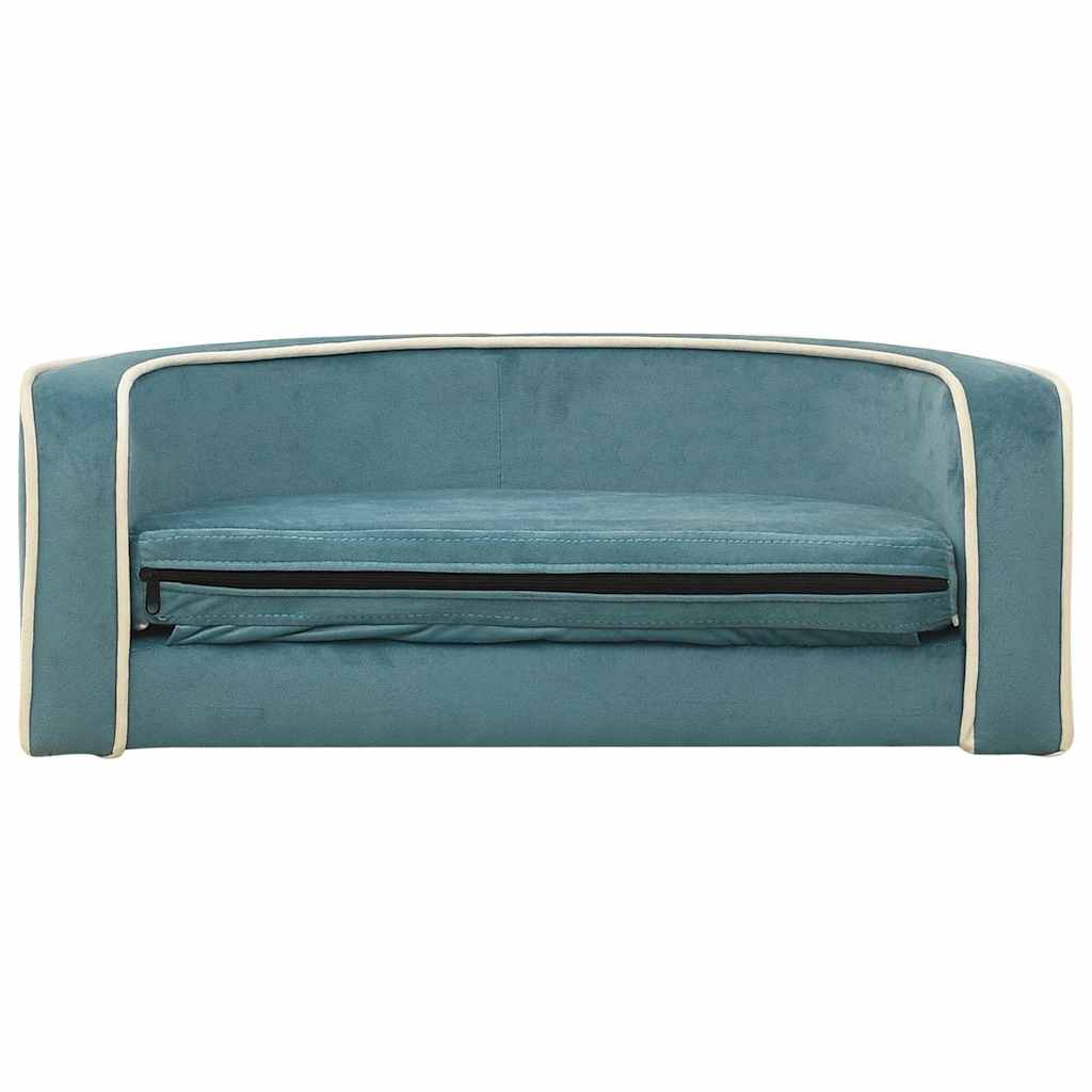 Divano Cani Pieghevole Turchese 73x67x26cm in Peluche e Cuscino