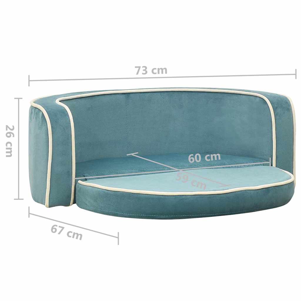 Divano Cani Pieghevole Turchese 73x67x26cm in Peluche e Cuscino
