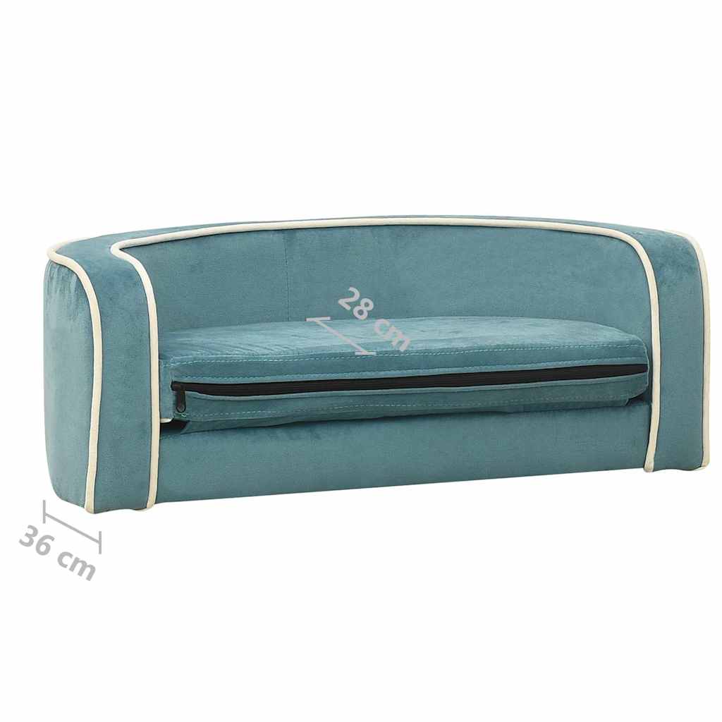 Divano Cani Pieghevole Turchese 73x67x26cm in Peluche e Cuscino