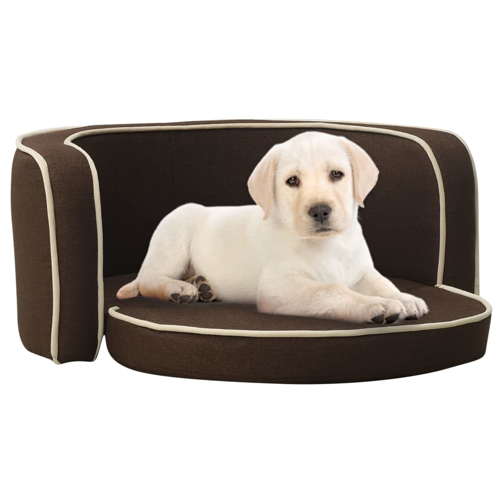 Divano Cani Pieghevole Marrone 76x71x30cm Cuscino Lino Lavabile