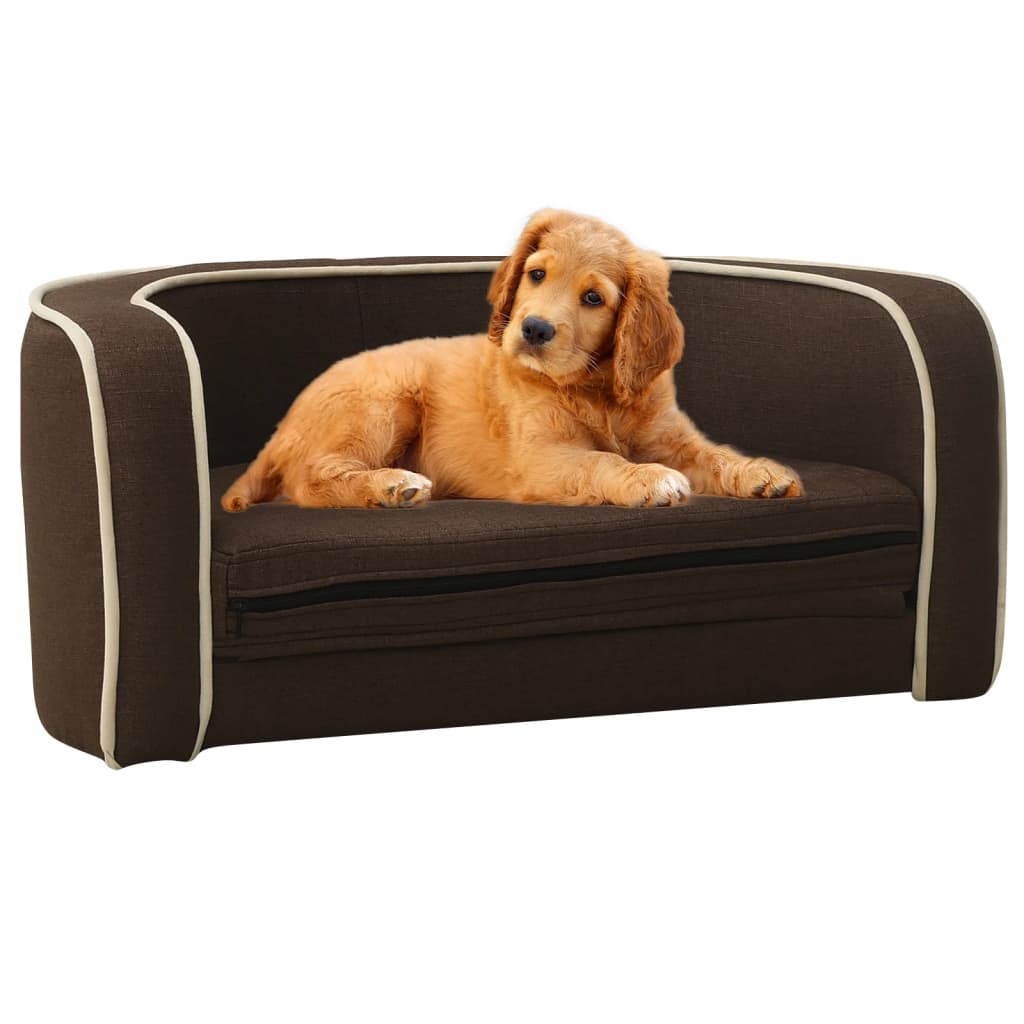 Divano Cani Pieghevole Marrone 76x71x30cm Cuscino Lino Lavabile
