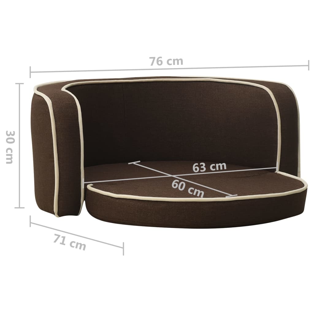 Divano Cani Pieghevole Marrone 76x71x30cm Cuscino Lino Lavabile