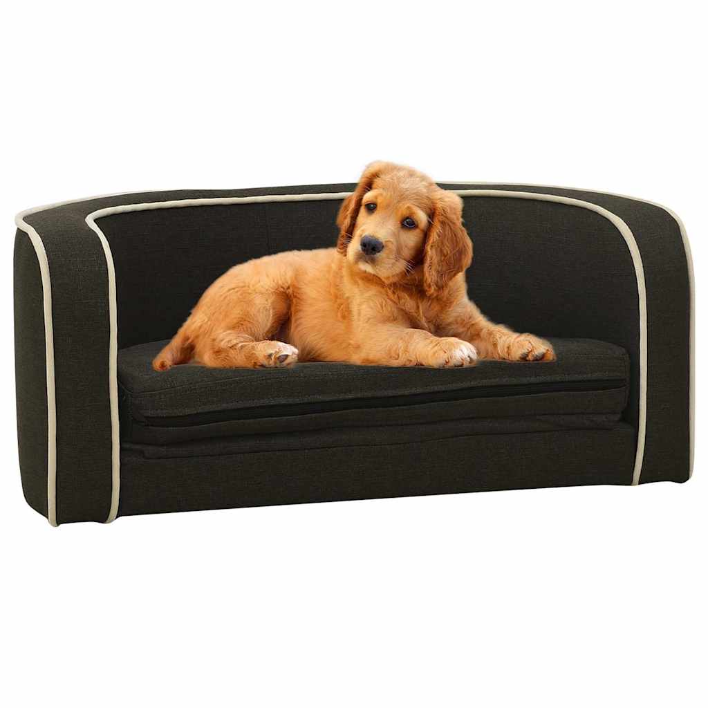Divano Cani Pieghevole Grigio Scuro76x71x30 cm Cuscino Lino Lavabile