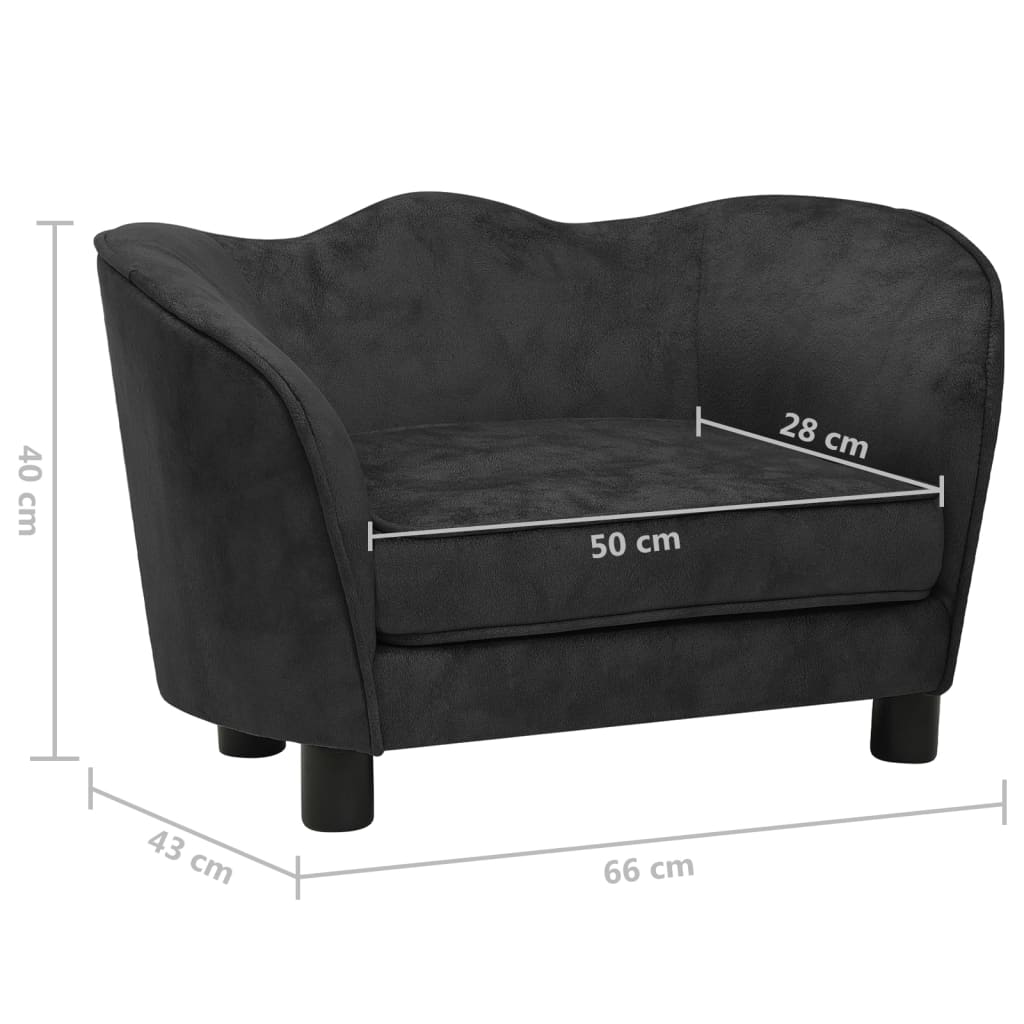 Divano per Cani Nero 66x43x40 cm in Peluche