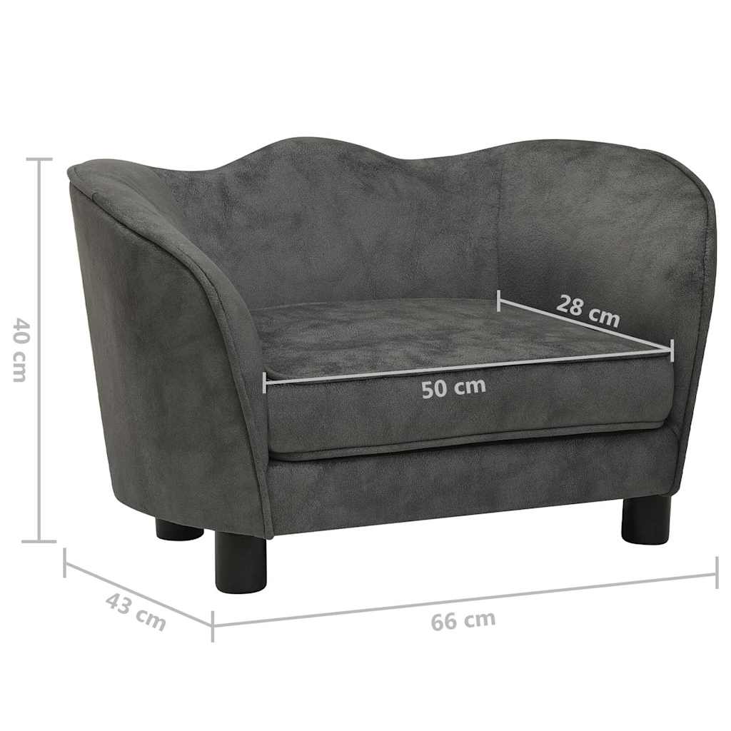 Divano per Cani Grigio Scuro 66x43x40 cm in Peluche